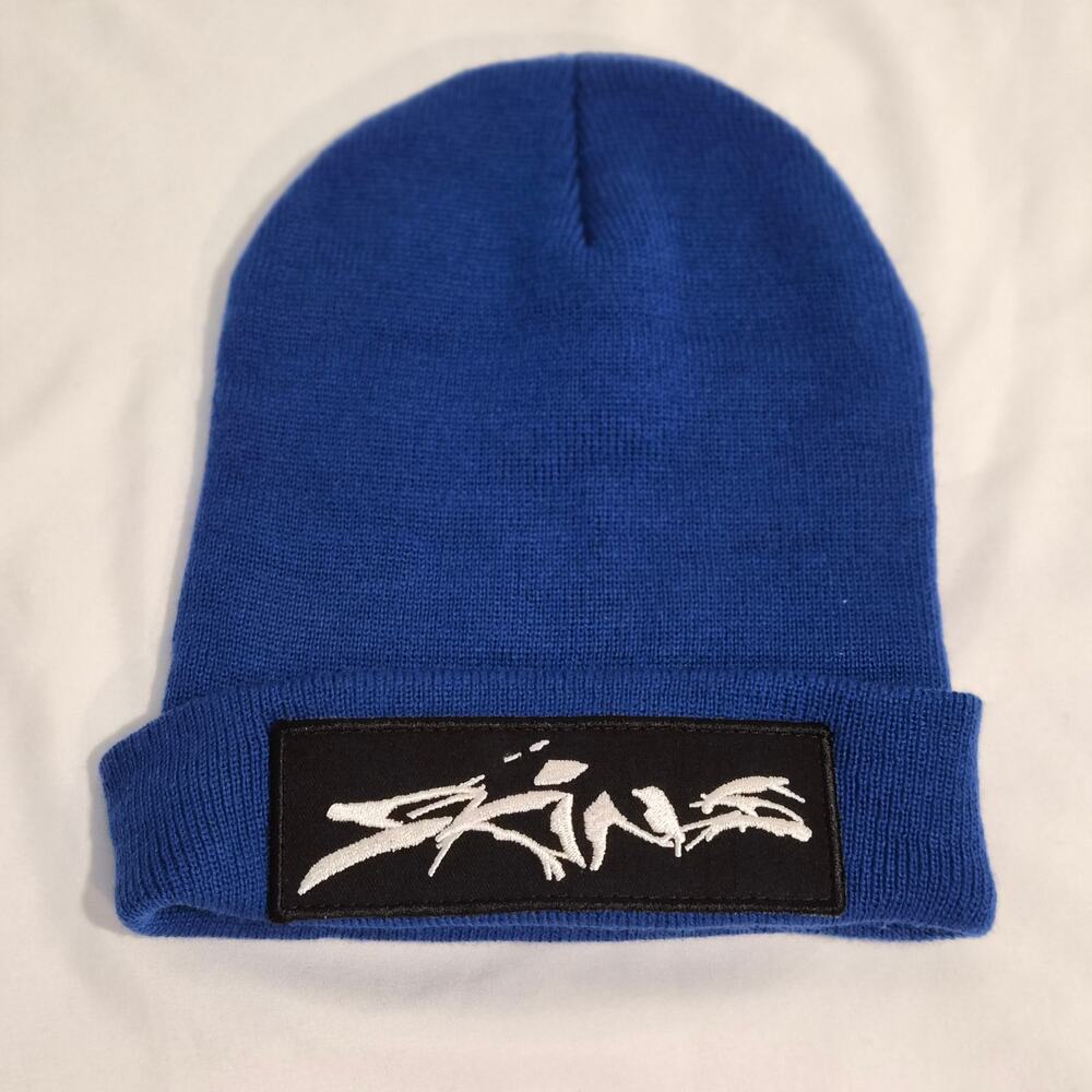 Skins Streetwear Graffiti Logo‎ Embroidered Cuffed Beanie - Royal Blue